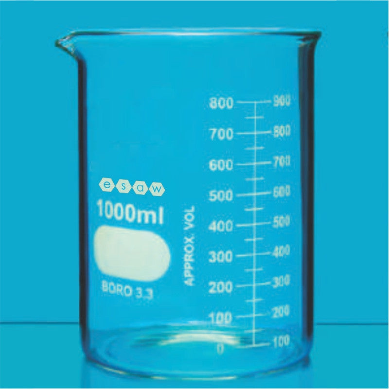 "Heavy Wall Beaker with Dual Scale for Chemistry Lab"
"Double Graduated Laboratory Beaker for Educational Use"
"Low Form Beaker for Industrial and Student Labs"
"ESAW Glass Beaker for Science Equipment in Schools"