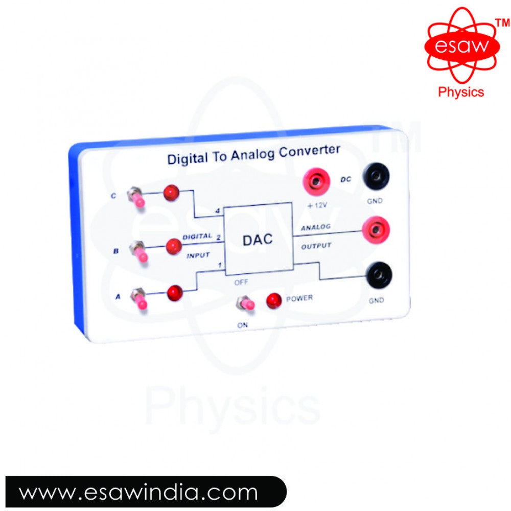 Image ALT Tags:
"ESAW Digital to Analogue Convertor for Electronics Lab Training"
"Educational DAC Kit for Students and Engineering Colleges"
"Digital to Analogue Converter Circuit for Science Labs"
