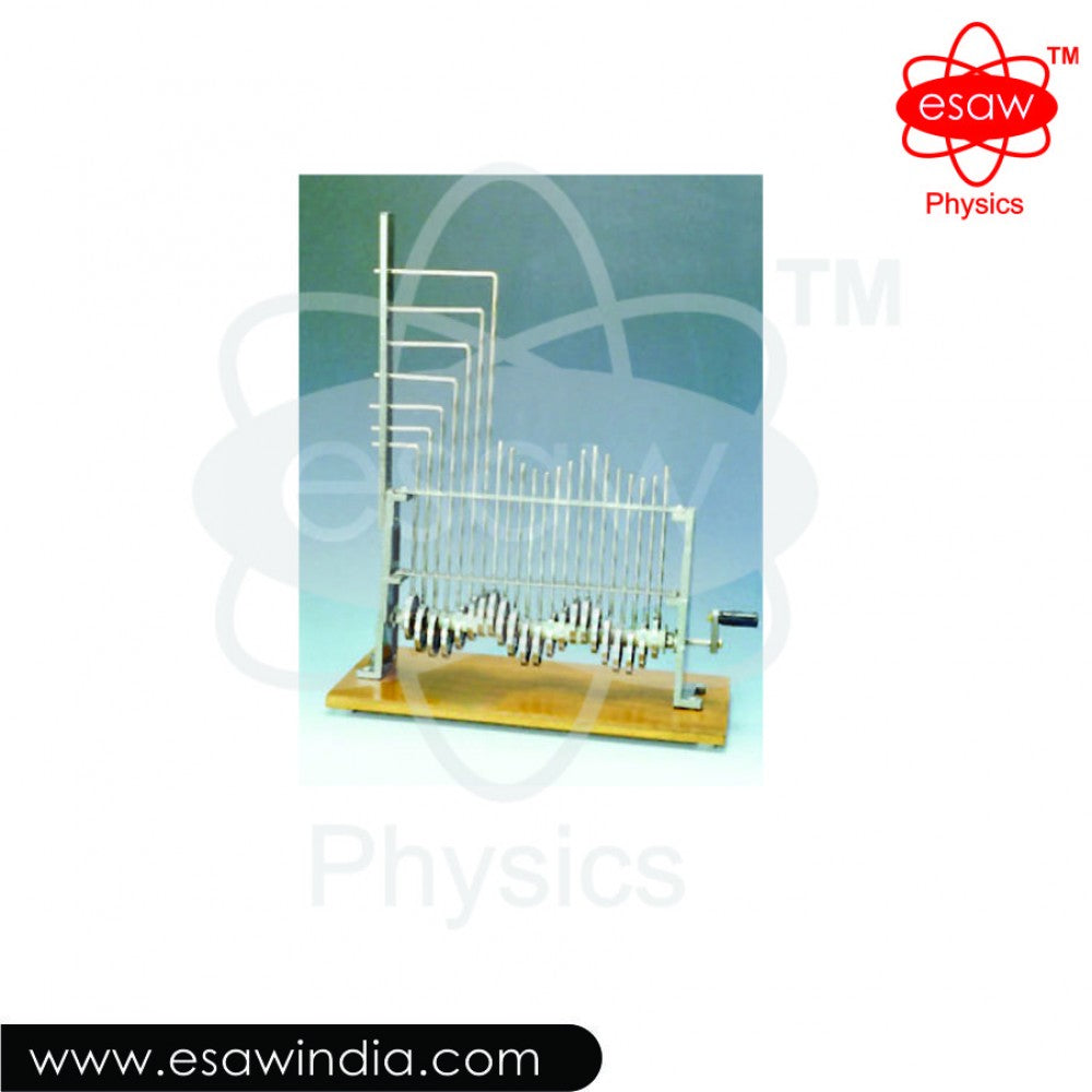 🖼️ Image ALT Tags:
"Metal Wave Machine Demonstration Tool for Physics Lab"
"Transverse Wave Motion Educational Apparatus – ESAW"
"Classroom Physics Equipment for Wave Simulation"