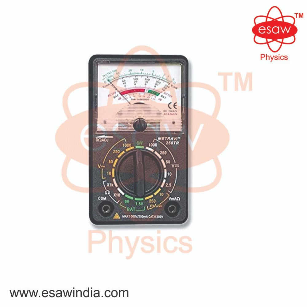 SEO-Focused Image ALT Tags:
"Analog Multi Meter for School Physics Lab Experiments"
"ESAW Analogue Multimeter for Electrical Lab Use"
"Manual Multi Meter with Clear Dial for Students"