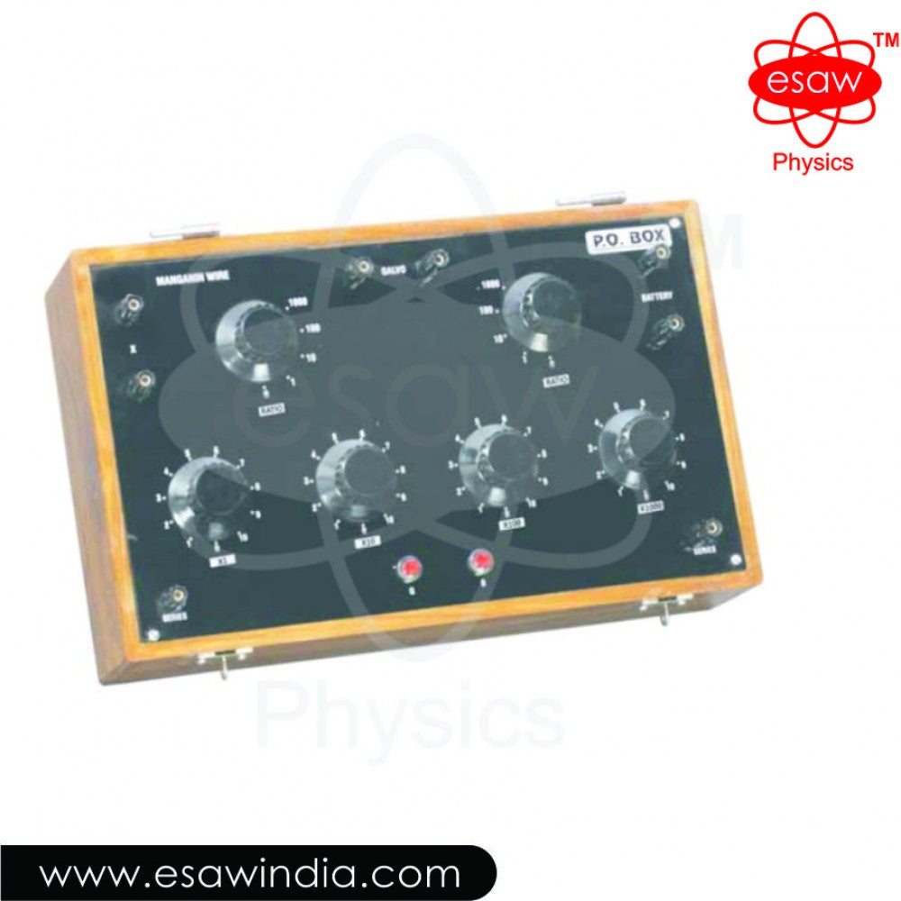 Image ALT Tags:
"Post Office Box 6 Dials Manganin Coil ESAW India Physics Lab Equipment"
"Affordable Resistance Box for Students and Schools ESAW"
"Export Quality Manganin Resistance Coil ESAW India"