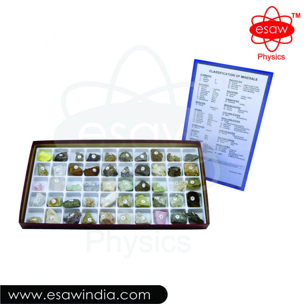 🖼 Image ALT Tags (SEO-Focused):

"Classification of Minerals Kit for Earth Science Education"

"Boxed Mineral Set with Guide for Chemistry Labs"

"Affordable Mineral Identification Kit for Students in India"

"ESAW Export Quality Mineral Kit for Geology and Lab Use"