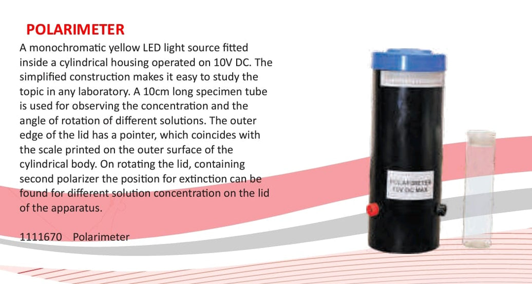 ALT Tags for Product Images:

"Polarimeter for Chemistry Lab Optical Activity Experiment"

"ESAW LO-348 Polarimeter for Schools and Colleges"

"Science Equipment India – Polarimeter for Students"

"Educational Polarimeter for Bulk Lab Supply"